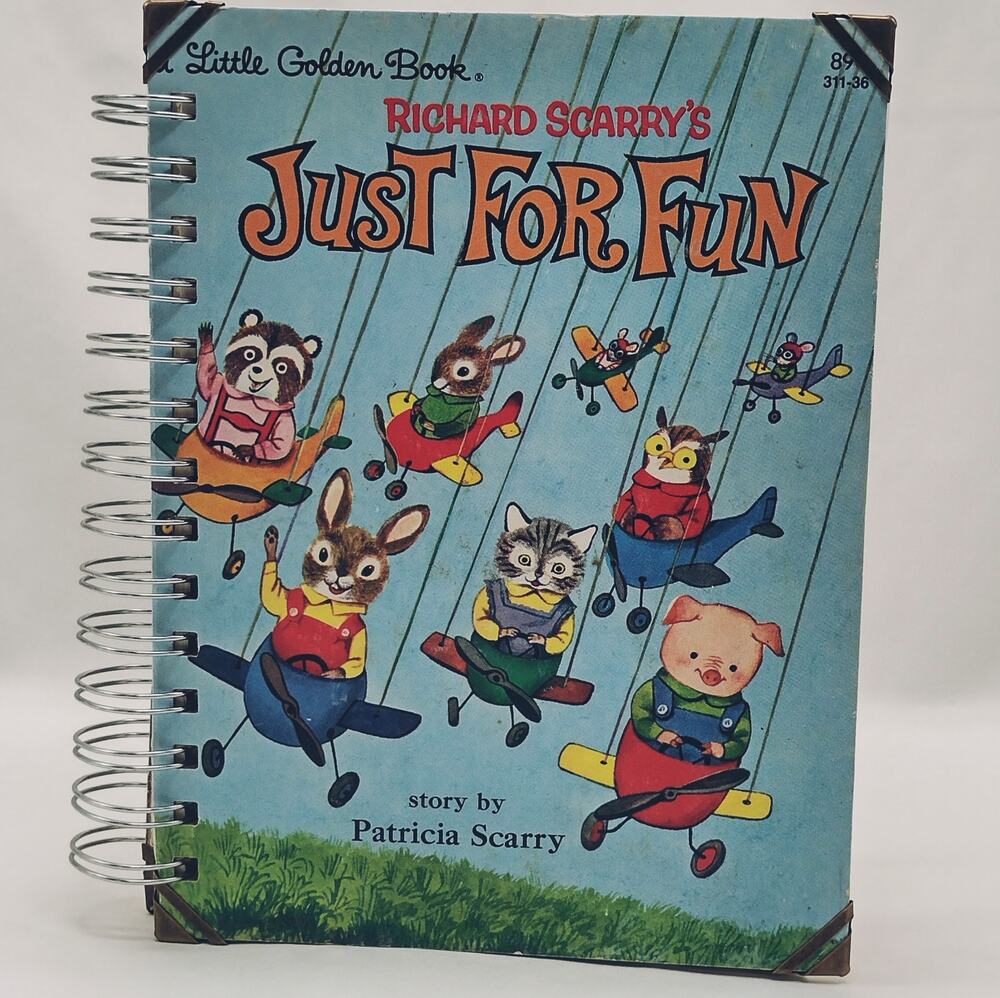Recycled Spiral Notebook Diary, Just For Fun, Altered Book Journal